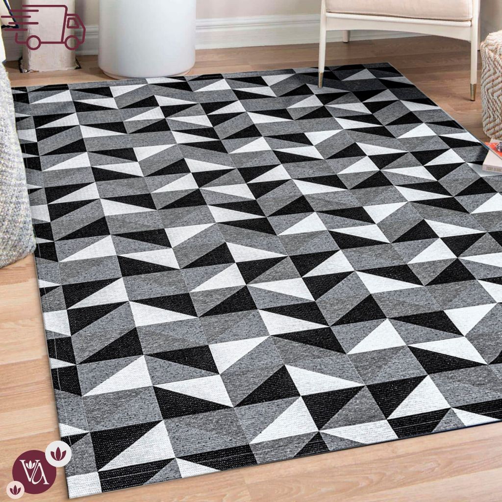 Tapete Jacquard 2,00 m x 1,40 m Antiderrapante Geométrico Sala Escritório Quarto Decorativo