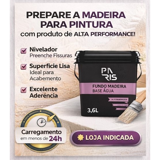 Fundo Branco Para Madeira A Base De Agua Tripla Proteção Paris 3,6L em Oferta na Shopee