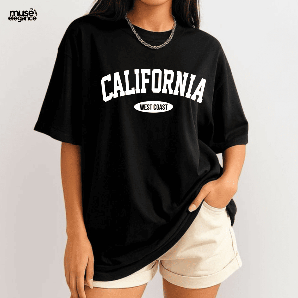 T-shirt Feminina Camiseta Estampada California 100% Algodão envio rápido
