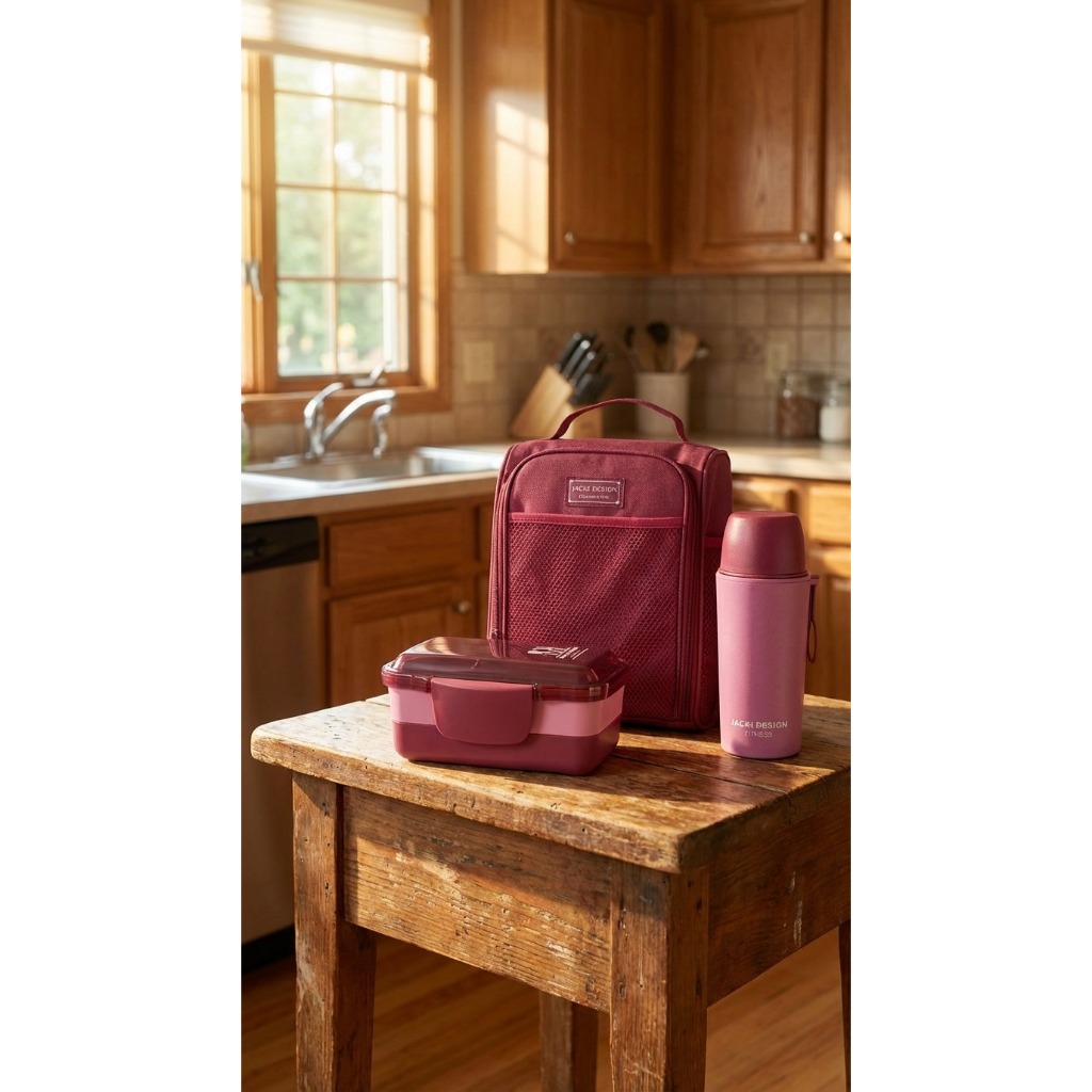 Kit Fitness JOY 3 peças - Bolsa Térmica  + Marmita 2 Andares 950ml + Garrafa Térmica 400ml em Oferta na Shopee