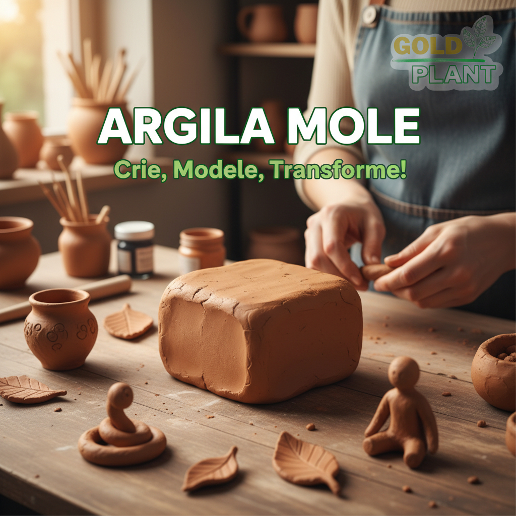 Argila Modelar Escolar Mole Artesanato Esculturas 1 a 10 unidades Gold Plant