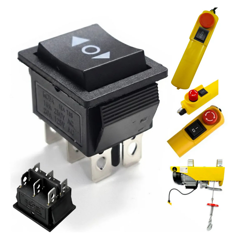 Botão kcd4 Guincho Liga Desliga Motomil Csm Menegot Chave Interruptor Botão 6pinos Pulso Talha Botao Sobe Desce eletrico