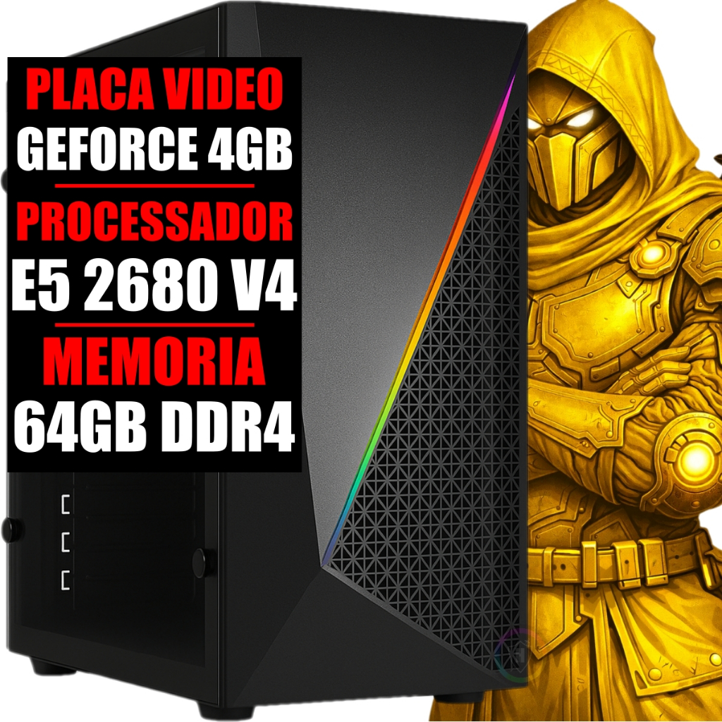 PC GAMER XEON E5 2680 V4, GEFORCE 4GB, 64GB DDR4, SSD 480GB