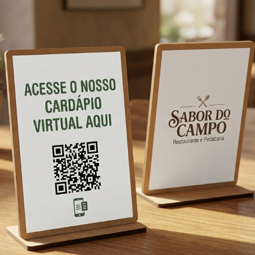 Kit 10 Placas Display Totem Personalizados Menu Festa Cardapio Virtual Qr Code Restaurante