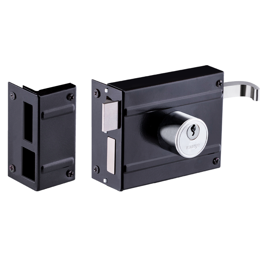 Fechadura Aliança F1500 Sobrepor Preto Fosco para Portão de Aço Original