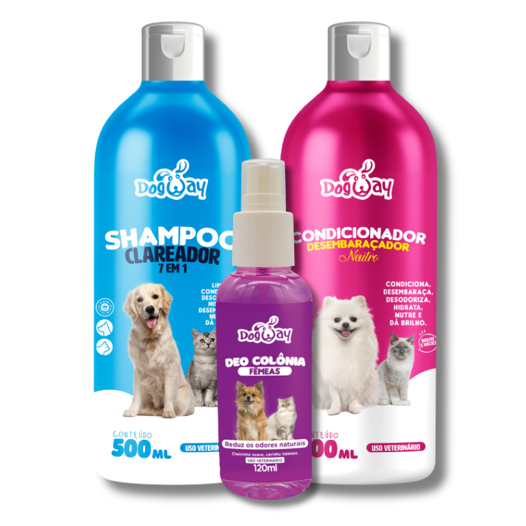 Kit Shampoo Clareador 7 em 1 e Condicionador Neutro e Deo Colônia para Cães e Gatos em Oferta na Shopee