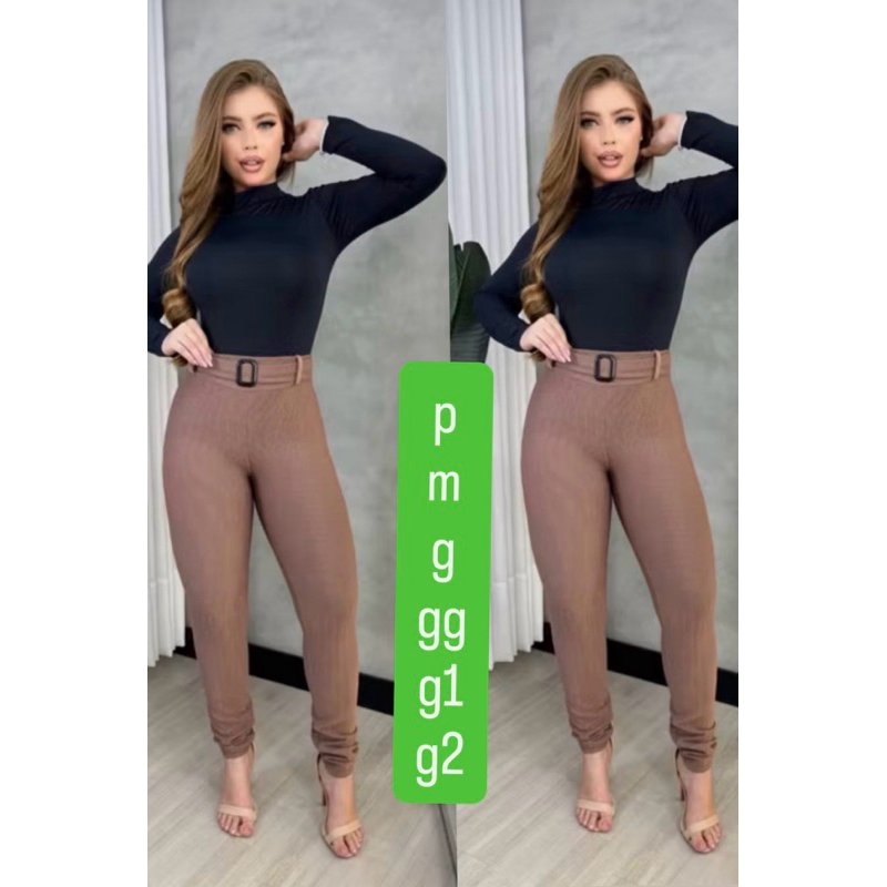 calca justa com cinto de fivela tecido suplex  M G GG G1 G2 38/40/42/44/46/48/50 em Oferta na Shopee
