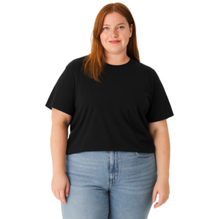 Blusa Feminina Semi Cropped Oversize Plus Size Moda Evangelica Básica em Oferta na Shopee