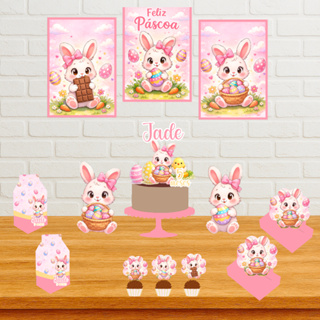 KIT MESVERSÁRIO COELHO DA PÁSCOA/ KIT SÓ UM BOLINHO PERSONALIZADO PÁSCOA/ KIT FESTA PERSONALIZADO PÁSCOA em Oferta na Shopee