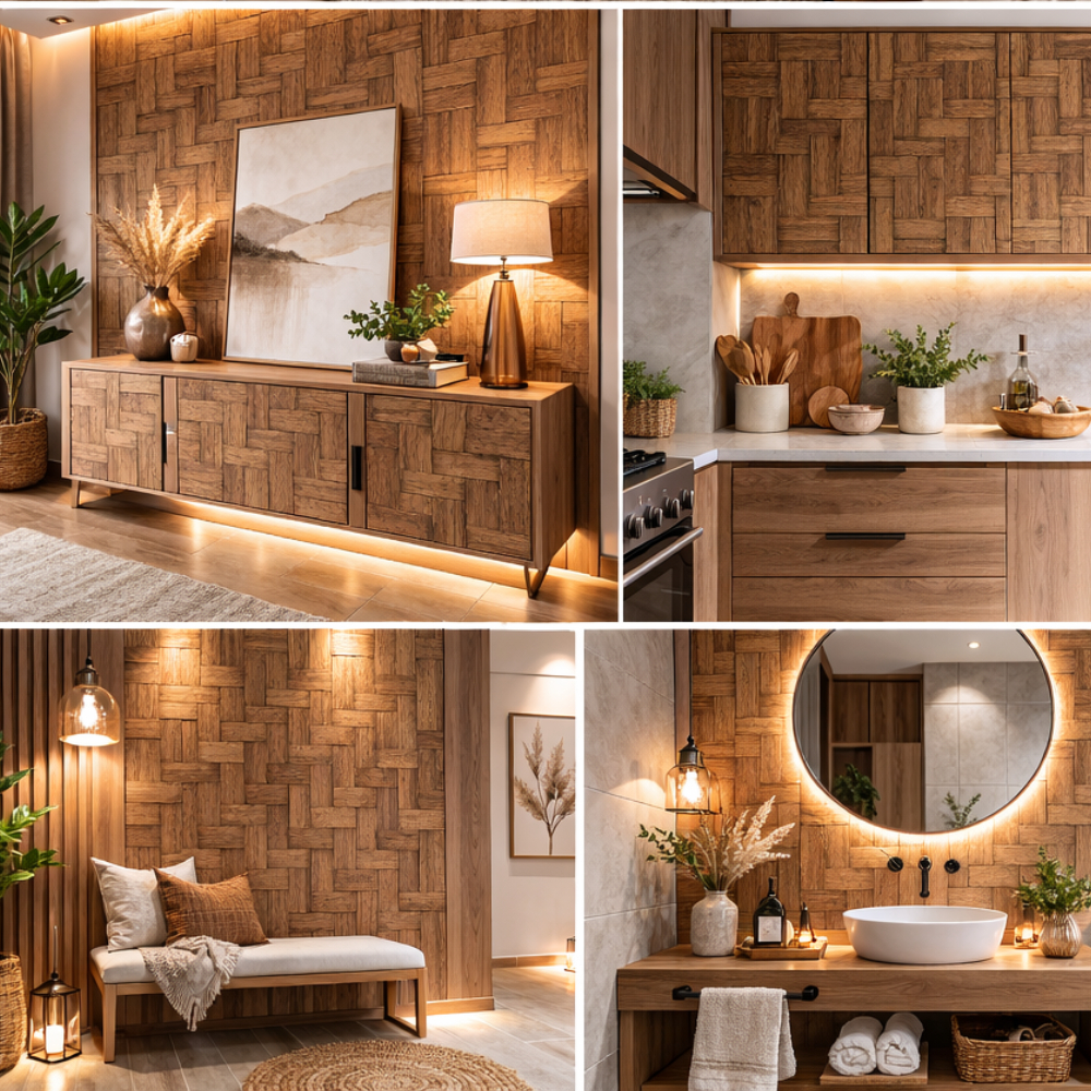 Revestimento Autoadesivo Cestaria Amadeirada Rolo com 45cmx2m