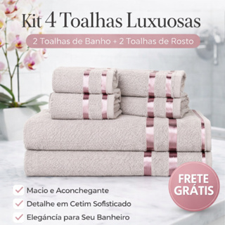 Kit 4 Toalhas Riviera 2 Banho + 2 Rosto Em Algodão 100% Premium em Oferta na Shopee