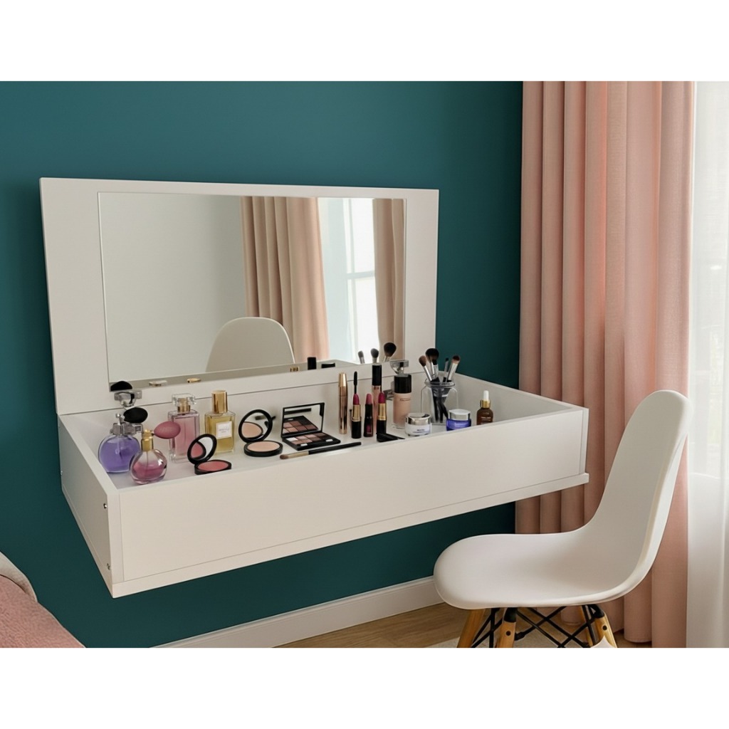 QUEIMA DE ESTOQUE! Penteadeira Studio Suspensa Com Espelho 70CM Console Camarim Multiuso