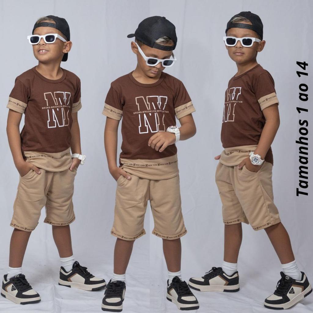 Conjunto Estiloso Infantil juvenil 2026 kit Bermuda e Camisa Top Pronta Entega