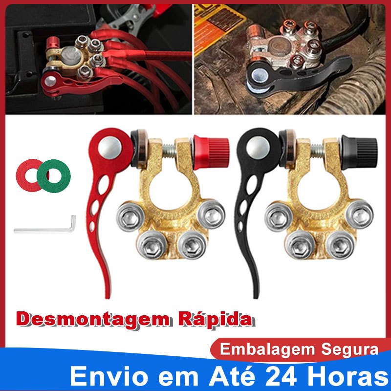 Automotivo Terminais De Bateria Conector Positivo Negativo Cabo Braçadeira Carro Caminhão