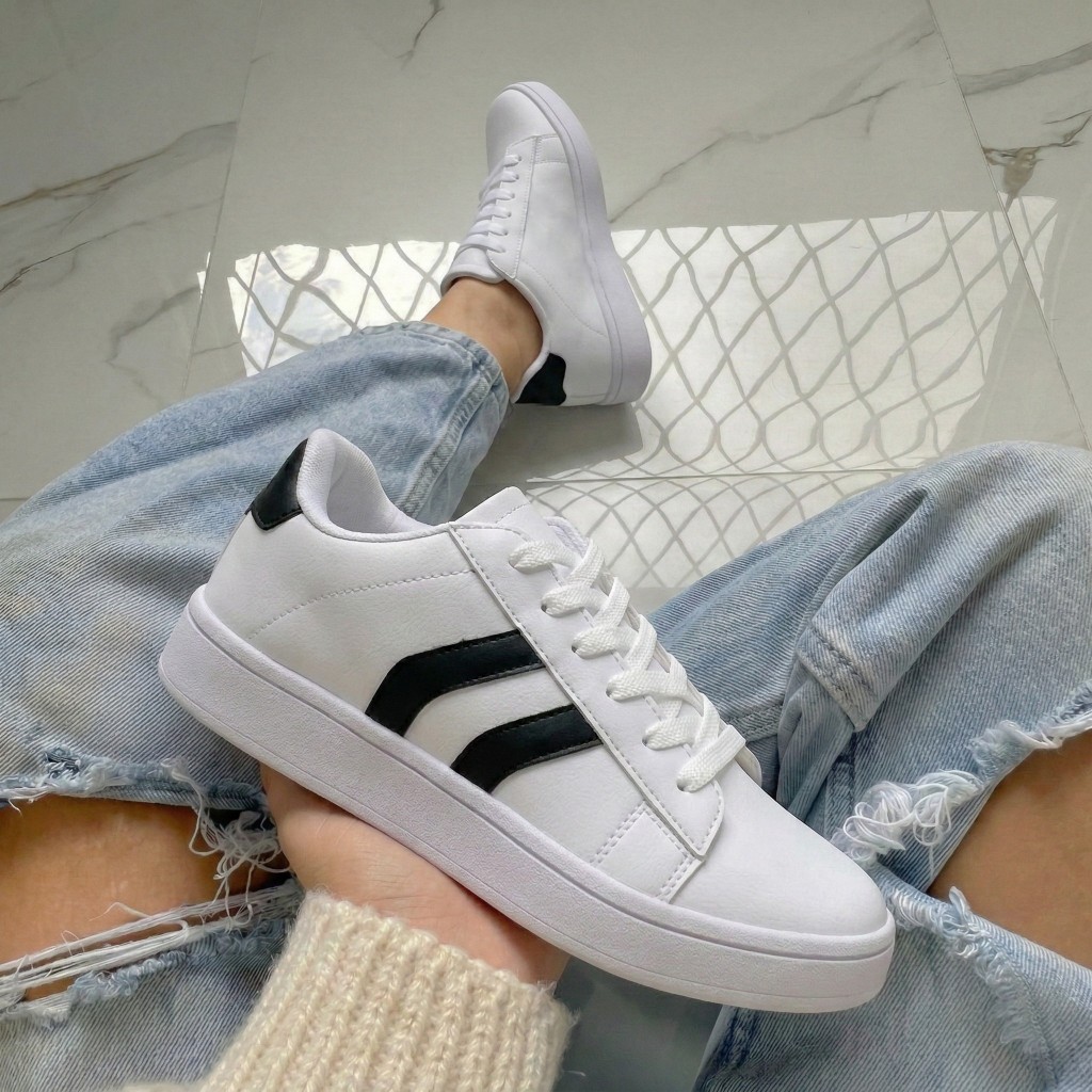 Tênis Feminino Sapatênis Branco De Couro Confortável Leve Macio Promoção Envio Rapido