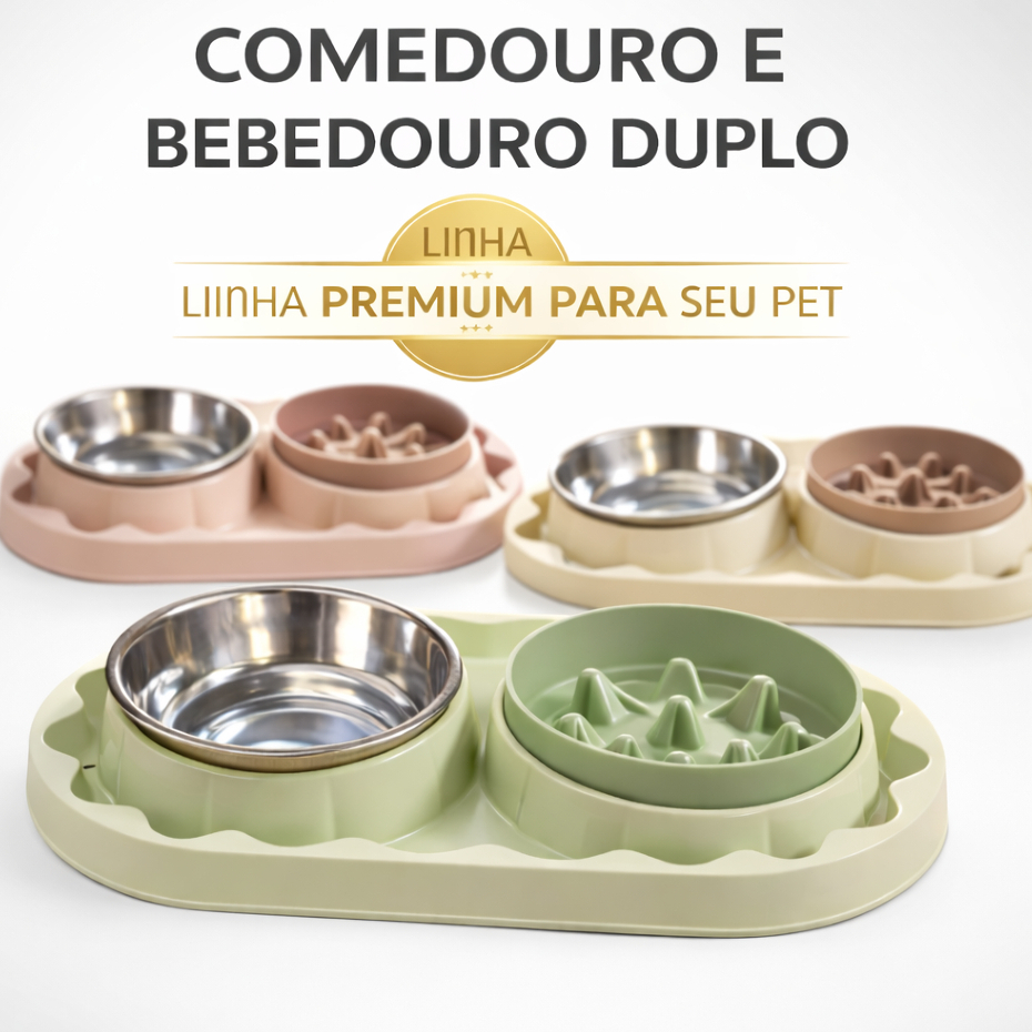 Comedouro E Bebedouro Duplo Pet Anti-Formiga com Tigela Inox 350ml / 250gr Para Cachorro e Gatos em Oferta na Shopee