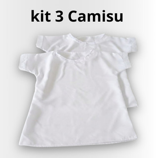Kit com 3 Camisu Feminino Bata Ração Umbanda e Candomblé Tecido Oxford Branco Roupa de Santo