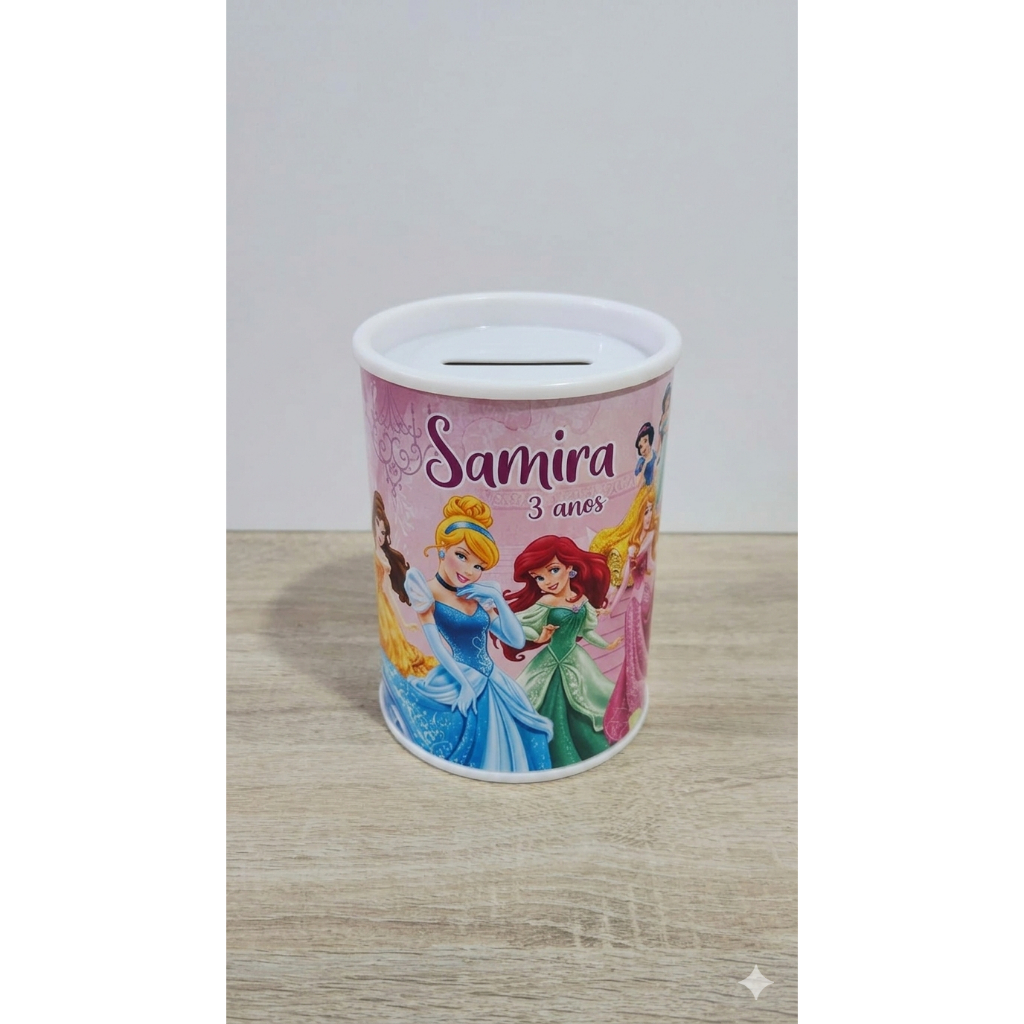 Kit 20, 30, 40 ou 50 Adesivos Personalizados Princesas para Cofrinho | Lembrancinha de Aniversário Infantil