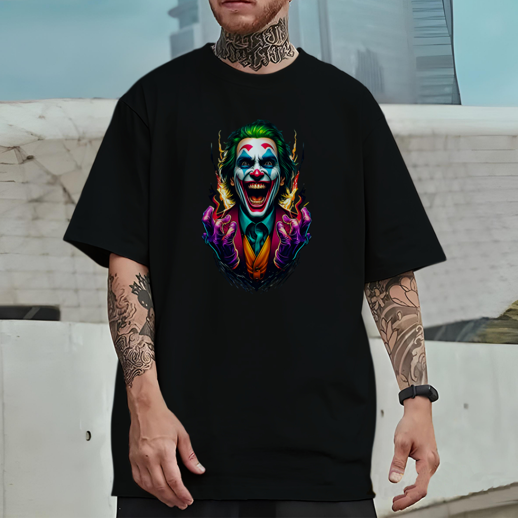 Camiseta Oversized Streetwear Vilão Palhaço C0ring4 Joker Camisa 100% Algodão Confortável