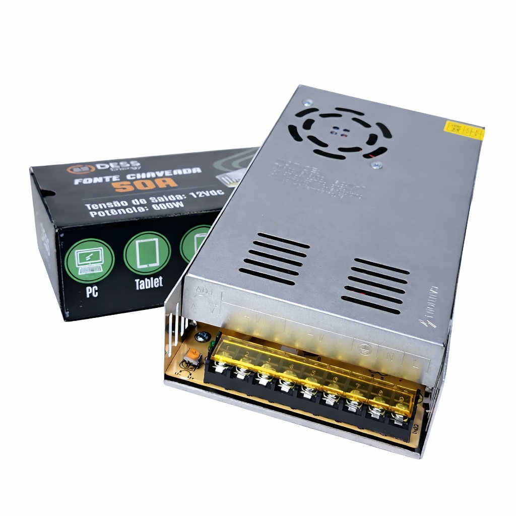 Fonte Chaveada 12V Dess Energy 50A 600W Bivolt Conversor Elétrico