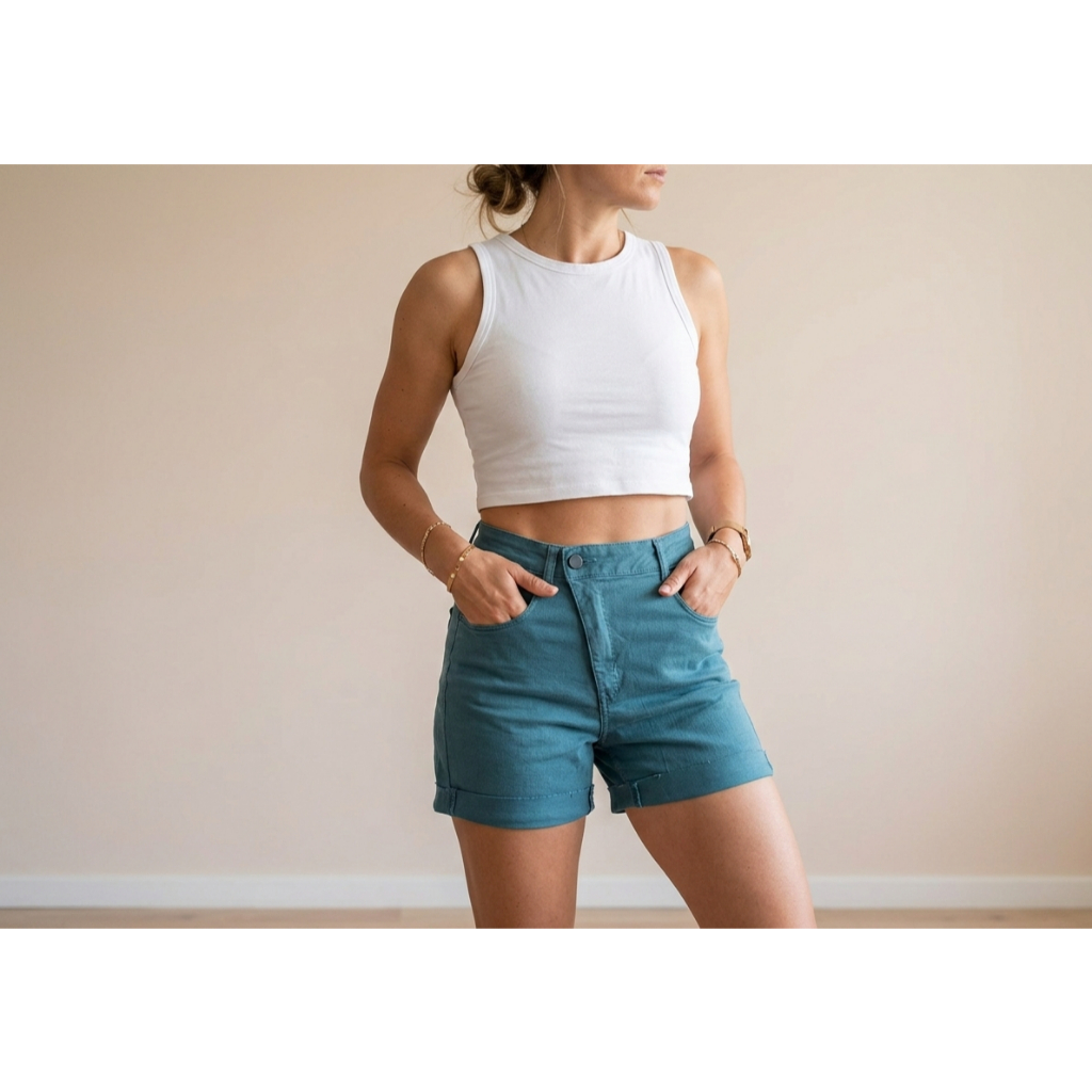Bermuda Jeans Feminina Mon Fit Cintura Alta Emporio 3995