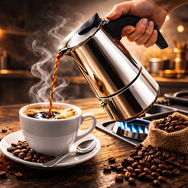 Cafeteira Expresso Italiana 450ml Aço Inox 9 Xícaras De Café Prático Rapido Cafeteira Moderna