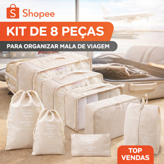 Kit 8 Peças Organizadoras De Viagens Conjunto Organizador de Bagagem Para Malas e Bolsas em Oferta na Shopee