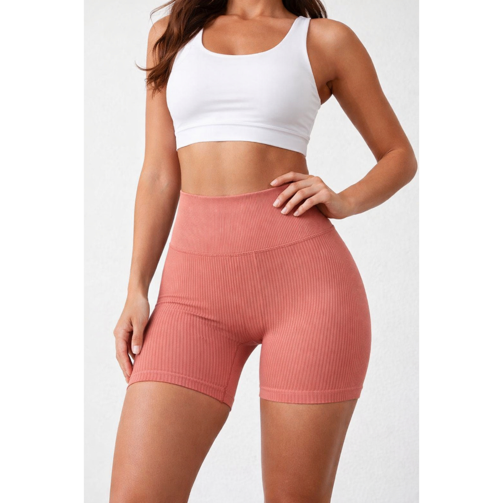 Short Feminino Fitness Canelado Poliamida Grossa Premium Treino Yoga Sem Empina Bumbum em Oferta na Shopee