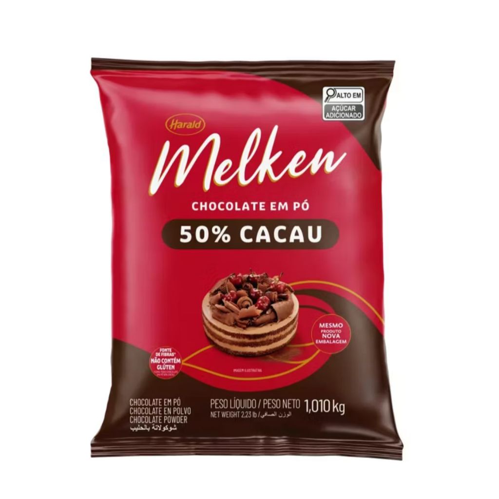 Chocolate em pó 50% Cacau Harald Melken 1,01kg Sem Glúten