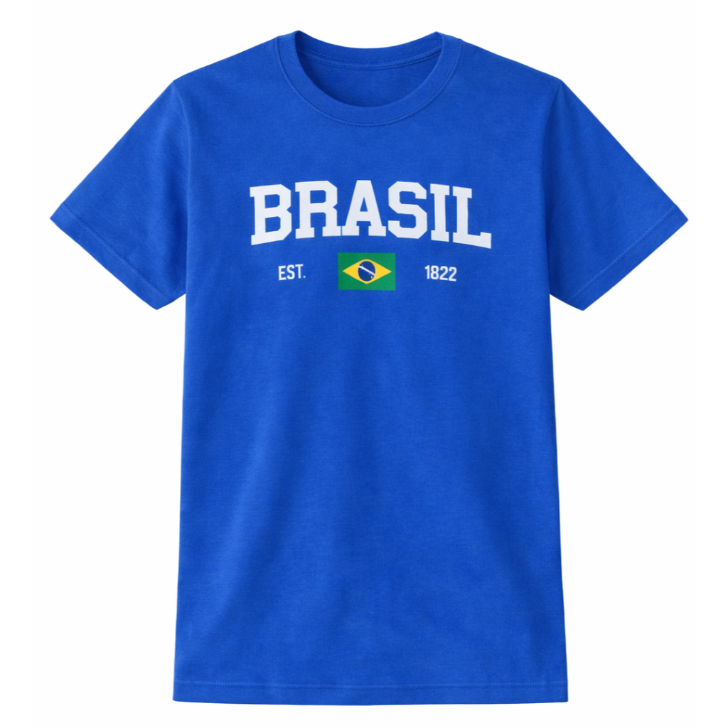 Camiseta Camisa blusa Adulto e Infantil Com Bandeira do Brasil. 100% Algodão Copa do Mundo 2026