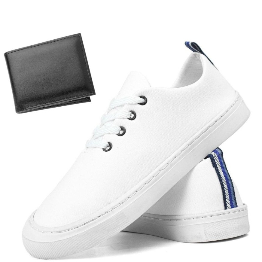 Sapatenis Barato Masculino Branco Casual Especial Barato + Carteira - PROMOÇAO