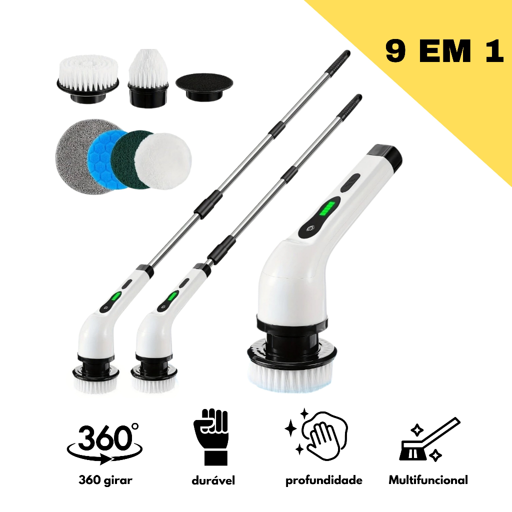 Escova De Limpeza elétrico Ajustável Janela Banheiro e Cozinha 7 em 1/ 9 em 1 Recarregável em Oferta na Shopee