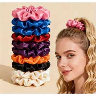Kit  Com 20 Scrunchie Xuxinha de Cetim Grande Frufru Prendedor de Cabelo em Oferta na Shopee