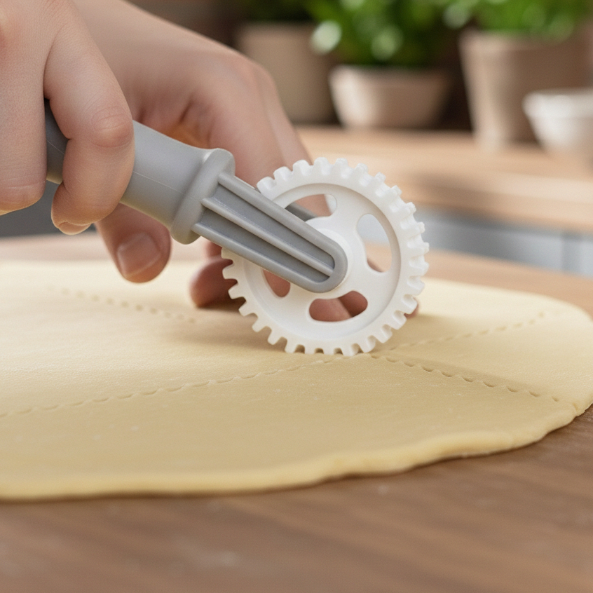 Carretilha Fecha E Corta Massa Pastel Ravioli Carretilha para Pastel, Pizza e Salgados,  é Plástico Reforçado Ergonômico