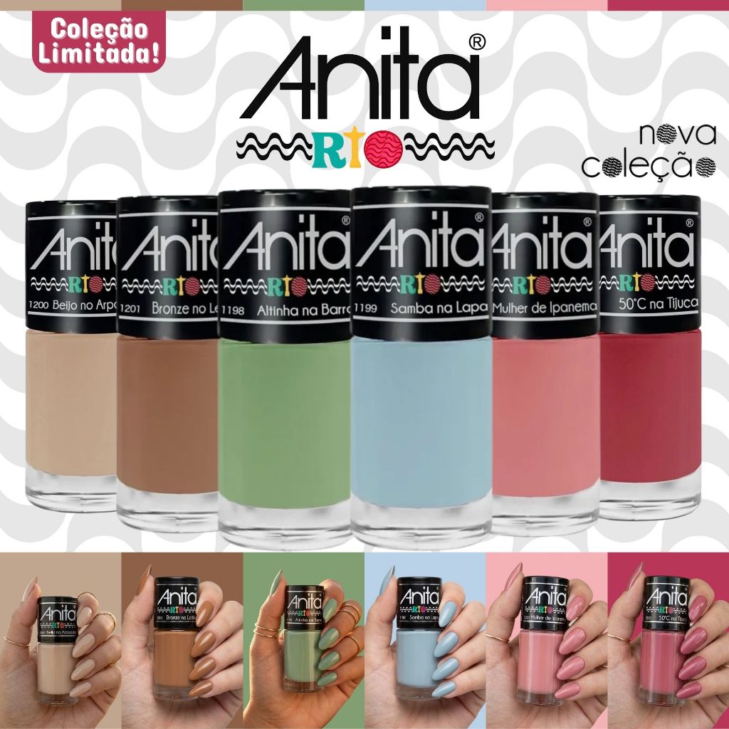 Kit 6 Esmaltes Anita Nova Coleção Rio Lançamento Verão Esmalte Atacado em Oferta na Shopee