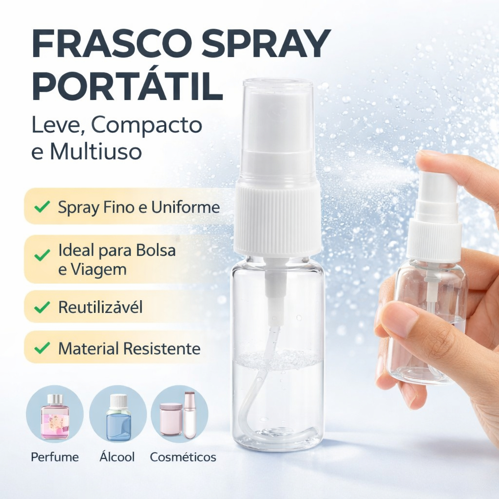 Kit 25 Borrifador 10ml Spray Frasco Transparente Válvula Pulverizador Para Viagens Água Perfume