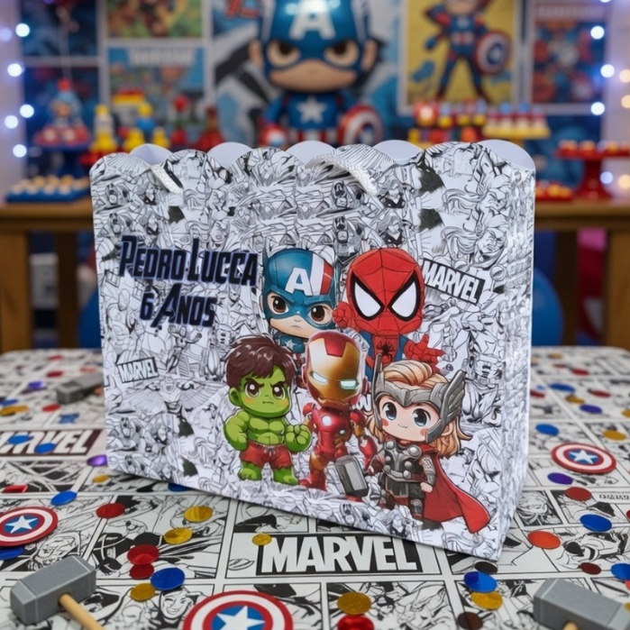 Sacolinha VINGADORES BABY Personalizado Sacolinha Lembrancinha Aniversário VINGADORES PEGUE E MONTE