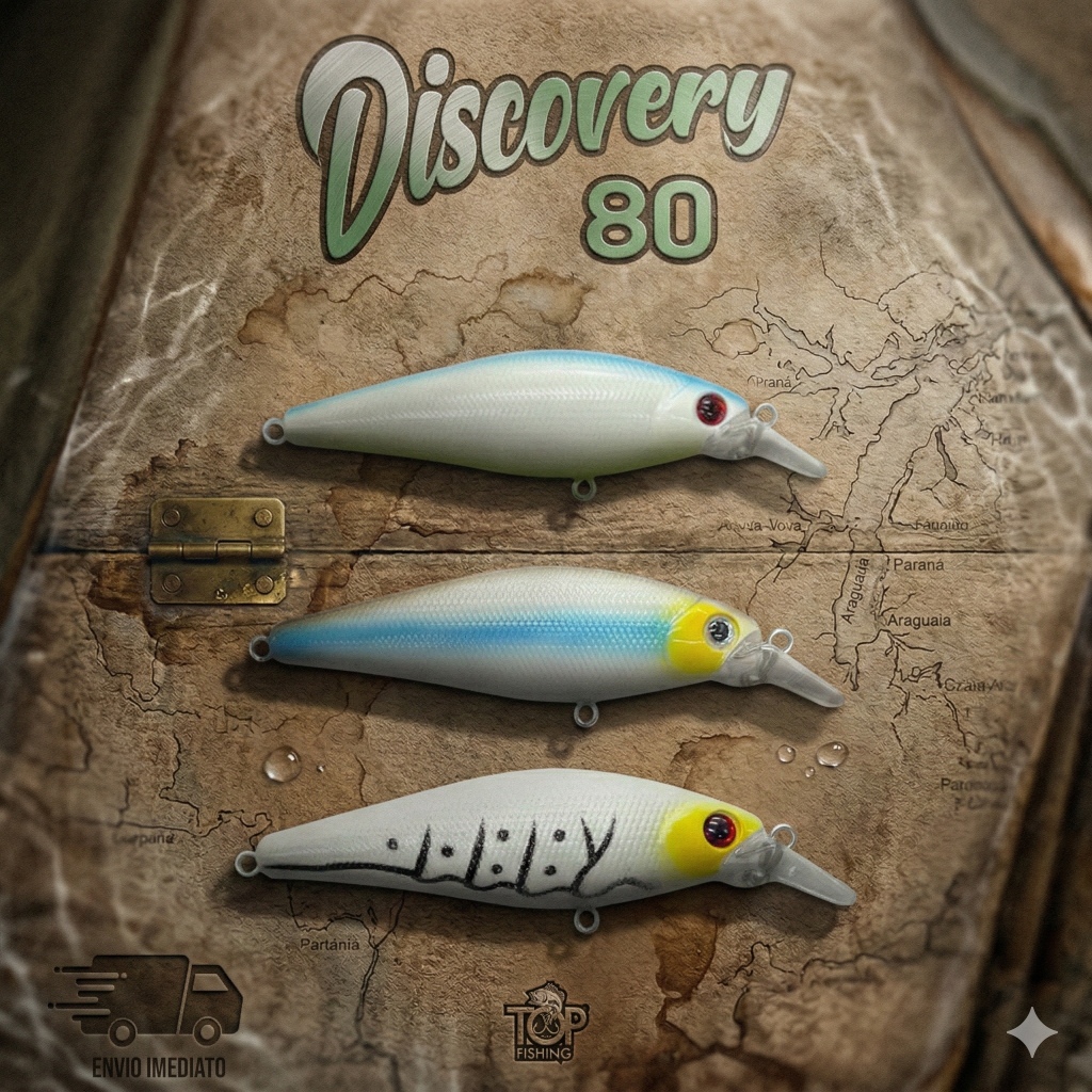 Kit Com 3 Iscas Artificias Importadas Top Fishing Meia Água 8 cm e 10,5 gr