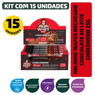 Kit Rolinho Wafer Recheado Chocolate Ao Leite Choconerd 25g - 15 unidades em Oferta na Shopee