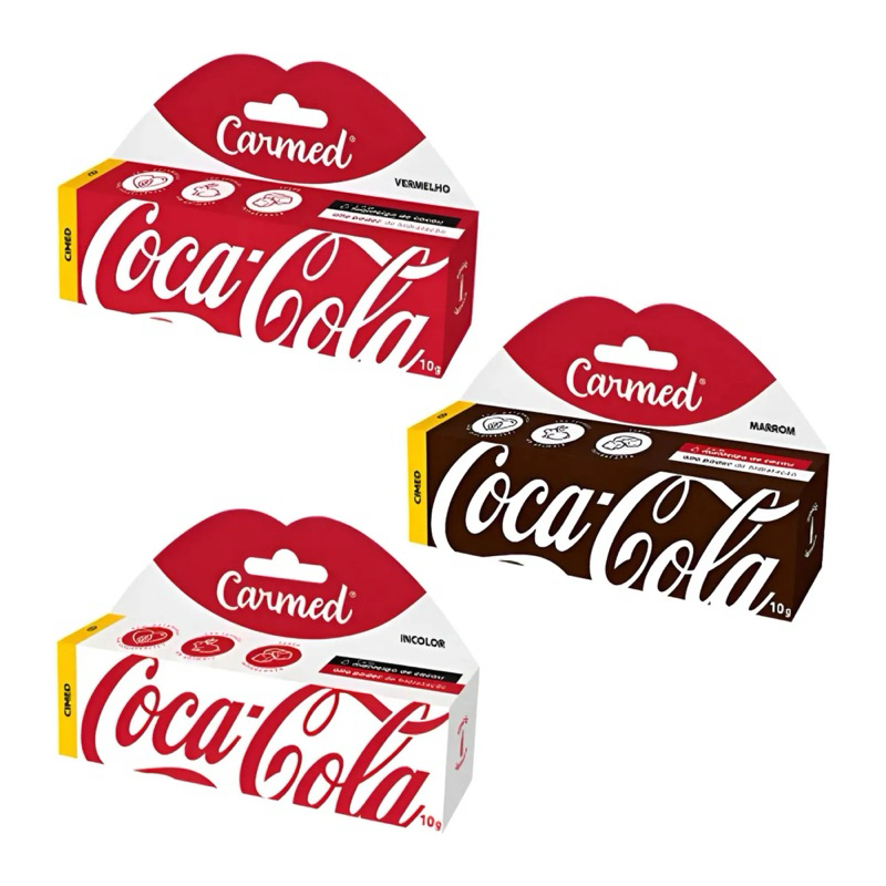 Hidratante Labial Carmed Coca-Cola Vermelho 10g Original – Lip Balm Hidratante com Cor, Aroma Doce, Lábios Macios