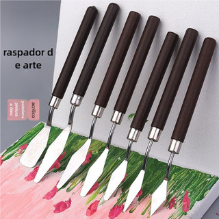 7 pcs Conjunto Faca Pintura a Óleo Premium - Aço Inoxidável Durável, Espátula Artista Pro…