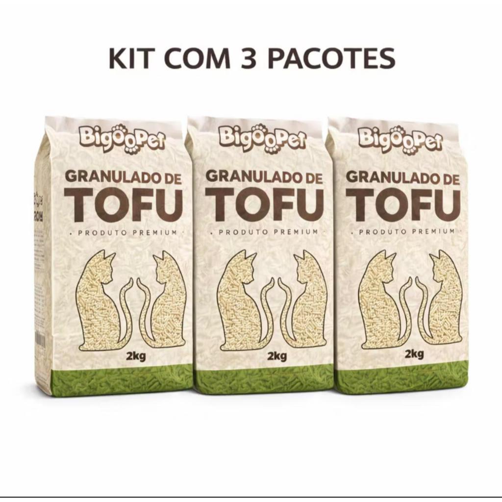 Granulado de Tofu Para Gatos BIGOOPET 2kg - Alta Absorção + Zero Cheiro KIT COM 3 UNIDADES em Oferta na Shopee