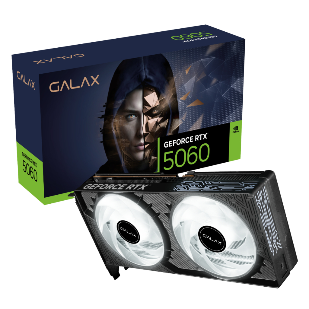 Placa de Vídeo Galax GeForce RTX 5060 8GB GDDR7 1-Click OC Dual Fan PCI-E 5.0 Ray Tracing DLSS