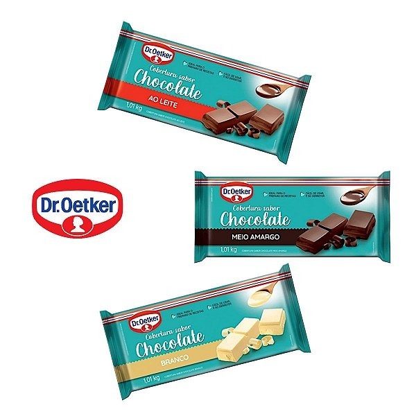 Chocolate em Barra Dr. Oetker Profissional – Escolha: Ao Leite, Meio Amargo ou Branco