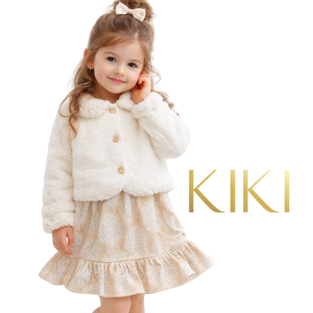 Vestido c/ Casaco em Pelo Infantil Menina Kiki Xodó Tamanhos 1 ao 4 2150018