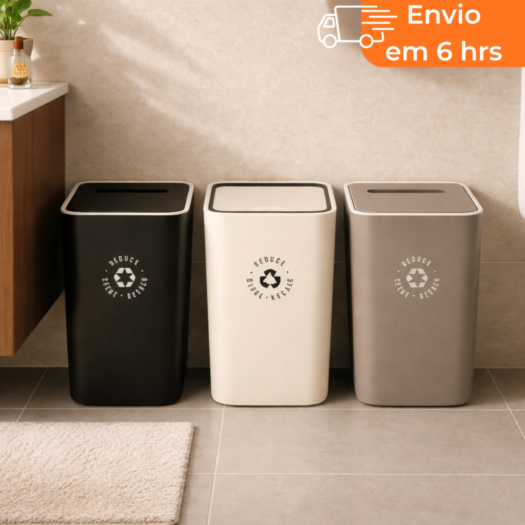 Lixeira 15L com Tampa Click Design Moderno Elegante para Cozinha Banheiro  Escritório