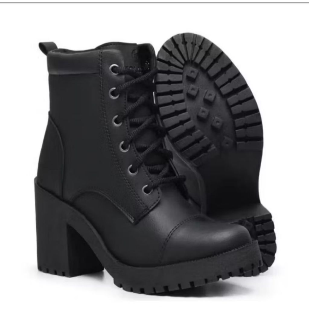 Bota Coturno Feminina Confortável De Salto Alto Blogueira Com Cano Medio Super Macio Barato