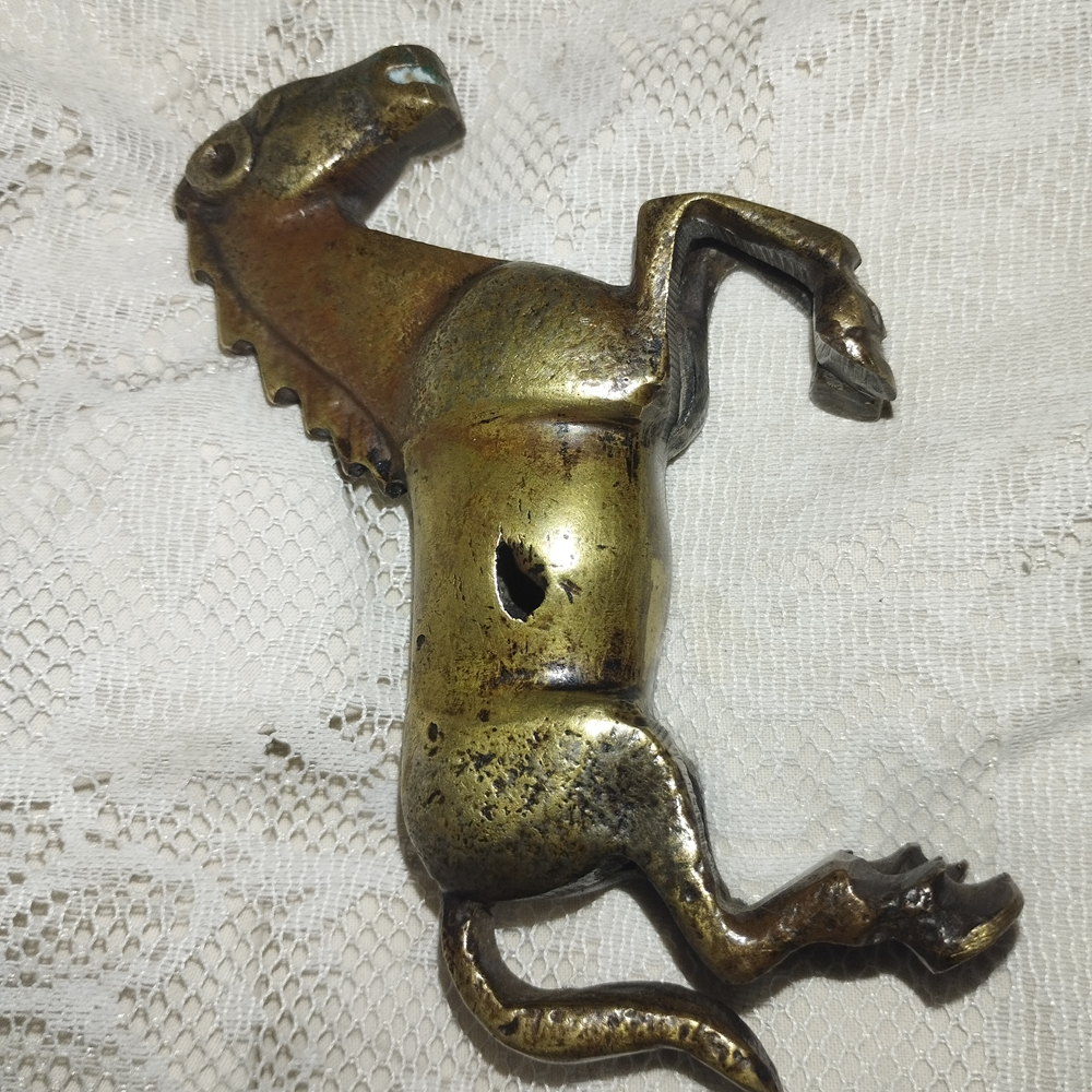 Cavalo de Bronze Escultura Vintage Antiga Com um Furo /Ler Descriçao
