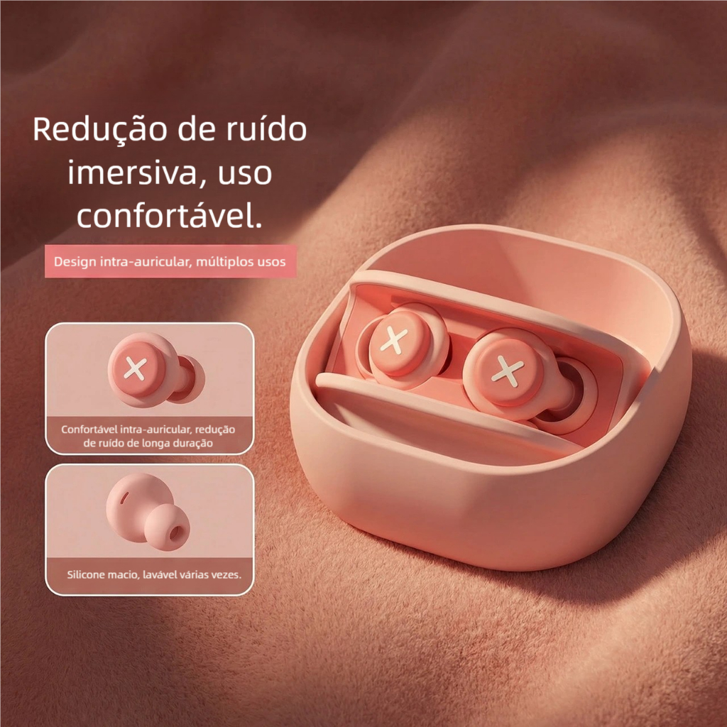 Tampões Auditivos Profissionais em Silicone - À Prova de Som, Redução de Ruído com Esponja Macia