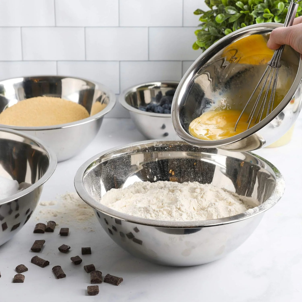 Kit 2 Tigelas Bowl Aço Inox Massas Doces Bolos Alimentos Culinária Cozinha